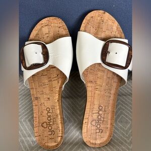Yokono Women's White Slide Sandals with Buckle